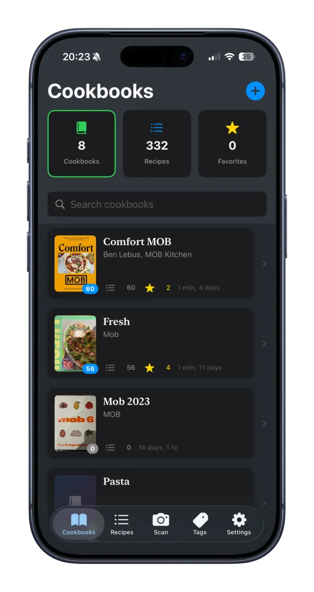 Cookbook Index screenshot
