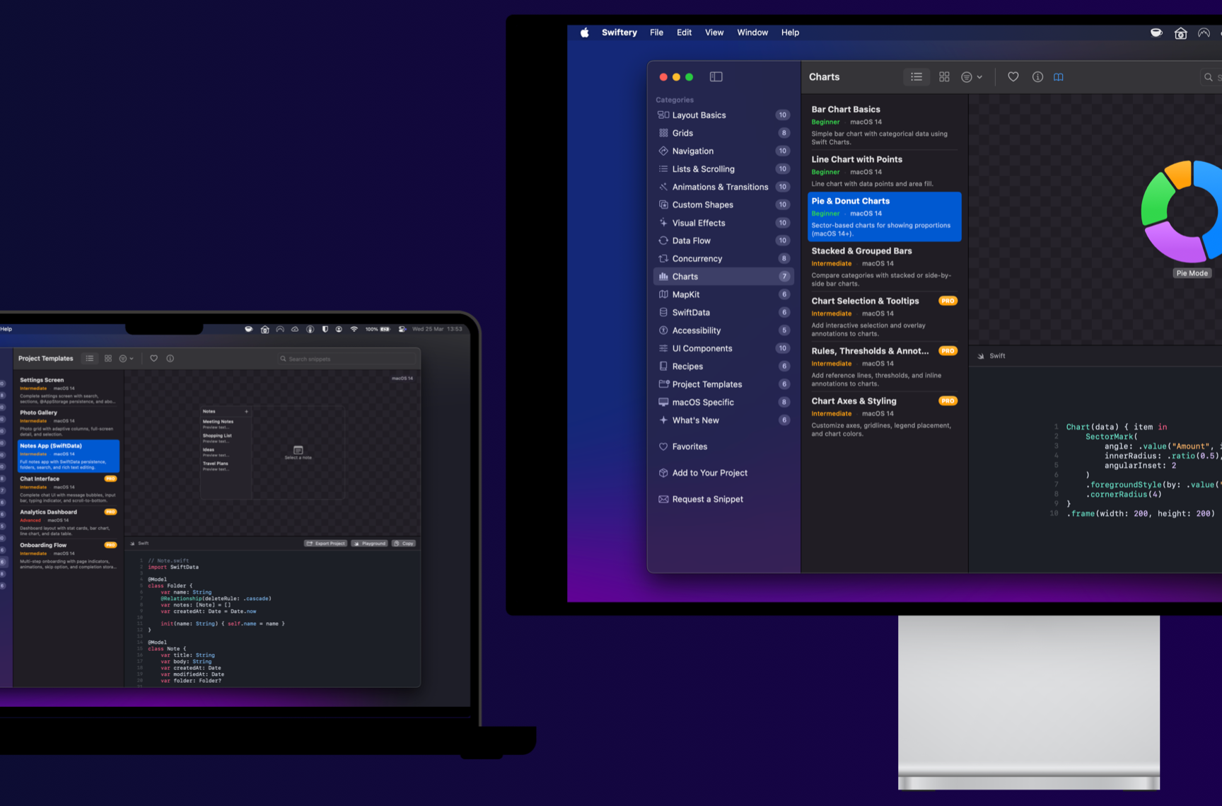 Swift Charts snippets on Mac and iPad