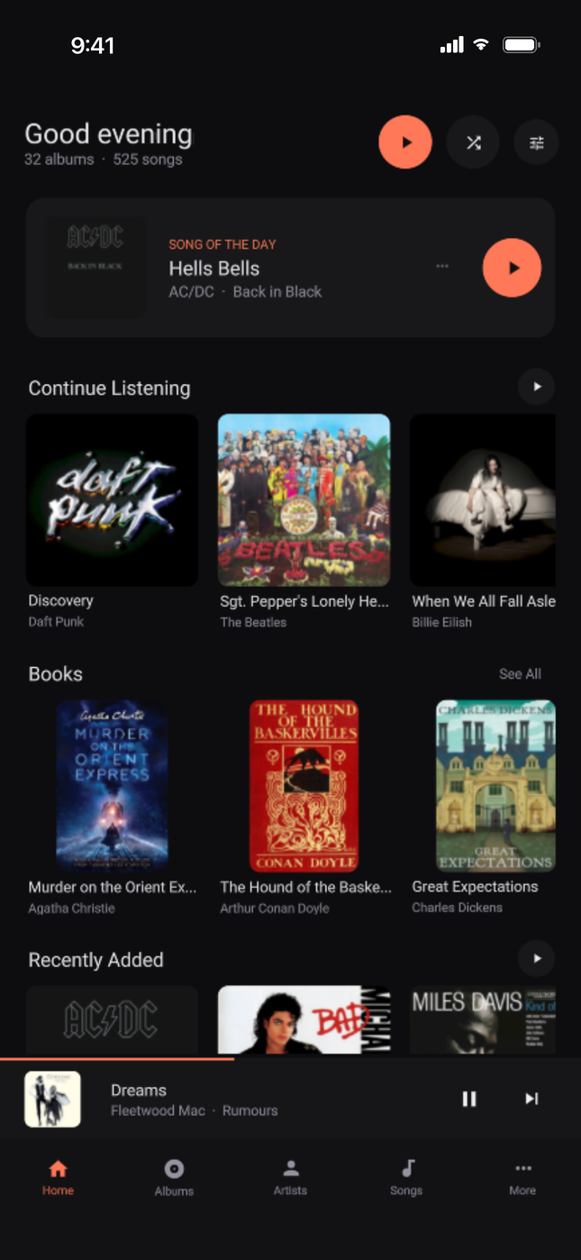 Home, with your albums and books